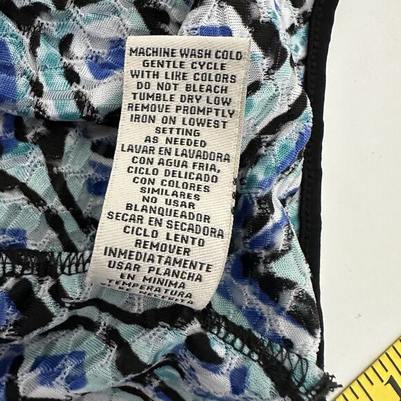 ECI New York Blouse Womens Large Blue Flutter Sleeve Costal Flowy Capsule - Picture 9 of 13